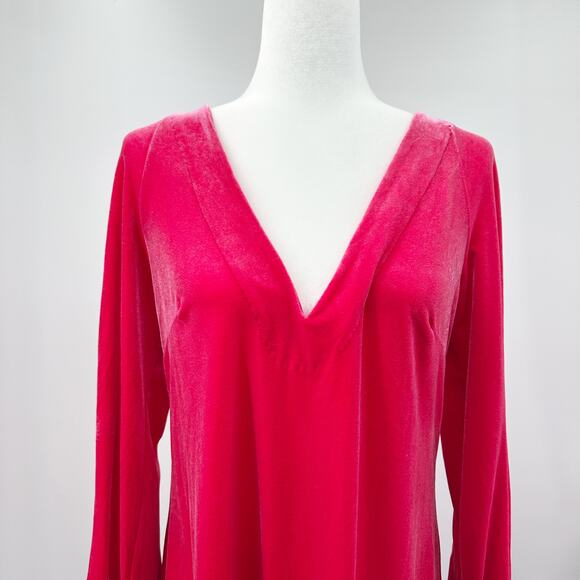 Free‎ People Misha Velvet Mini Long Sleeve Tie Back Dress in Red Pink Size S - Picture 4 of 11